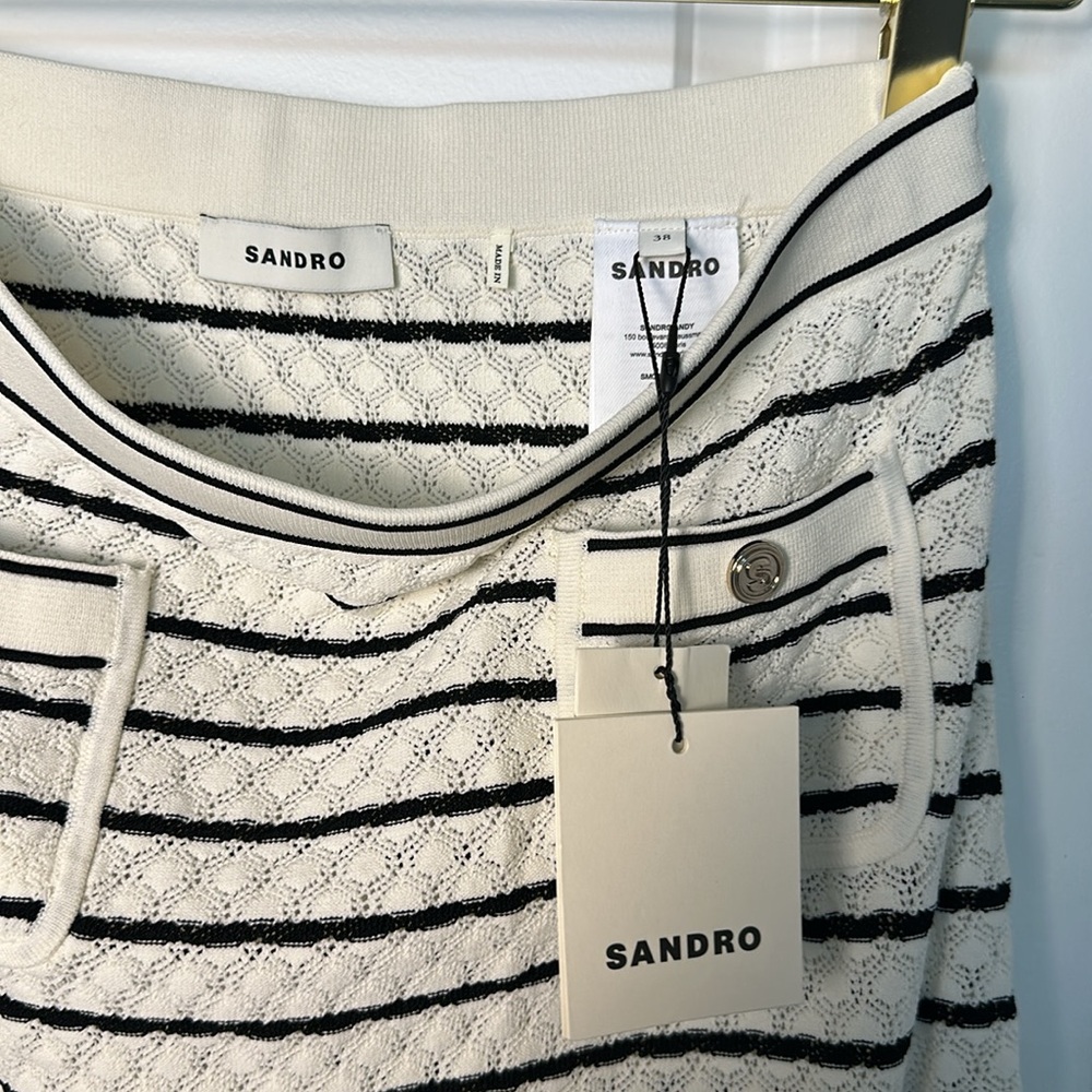 SANDRO Moline striped stretch-knit midi skirt - Picture 7 of 8